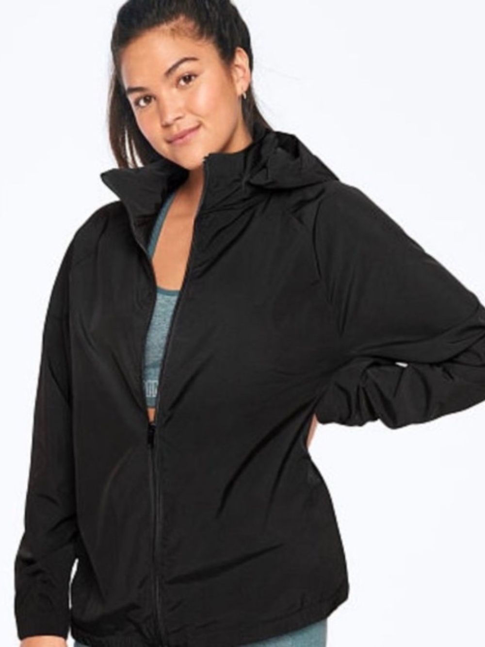 PINK Victoria's Secret Black Hooded Jacket anorak lightweight